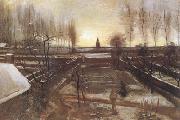 Vincent Van Gogh The Parsonage Garden at Nuenen in the Snow (nn04) oil painting reproduction